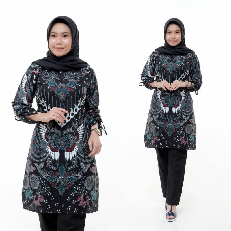 BAJU ATASAN TUNIK BATIK DEWASA BAHAN KATUN STRETCH JUMBO