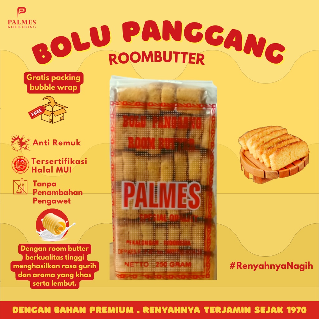 

Bolu Panggang Roombutter 250 gr - Bolu Kering - Bolu Panggang - Bolu Kering Roombutter - Bolu Panggang Roombutter - Bolu Panggang Palmes - Bolu Panggang Premium - Bolu Kering Premium - Bolu Kering Jadul - Bolu Panggang Kering - Palmes Kue Kering