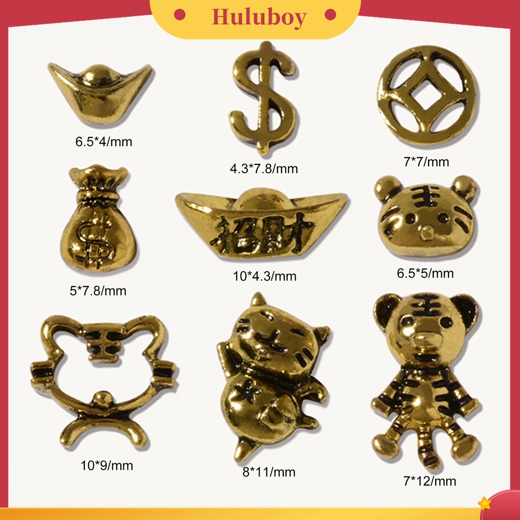 Huluboy Huluboy♡ 10 Pcs Perhiasan Kuku Portable Bahan Alloy Gaya Retro Untuk Dekorasi Manicure