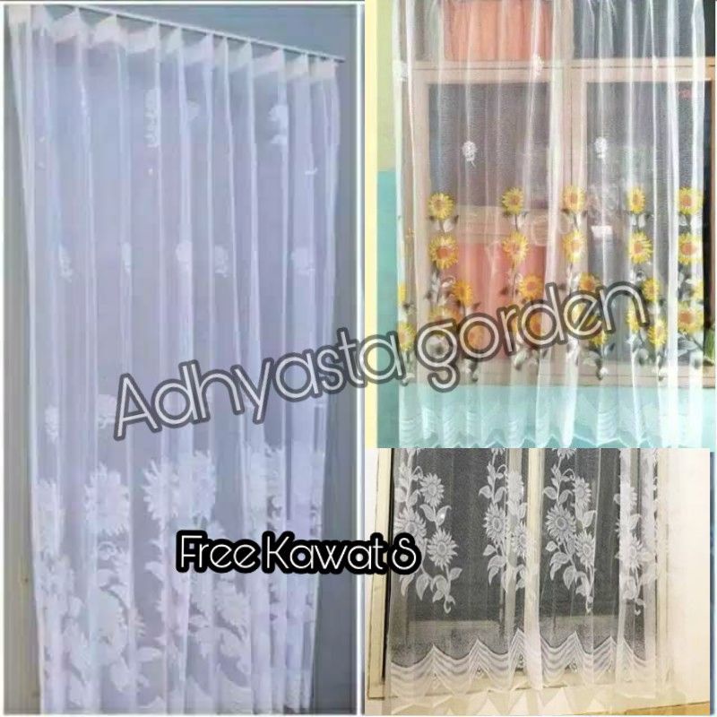 Vitras motif matahari/vitrase bunga matahari/dalaman gorden jaring/tirai putih/vitrage