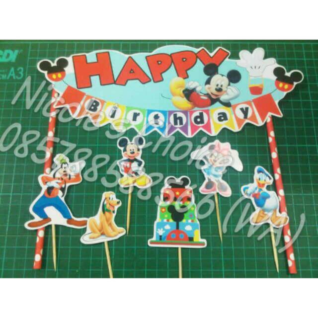 

Cake banner mickey mouse disney fun party praktis hiasan kue tar ultah anak meriah