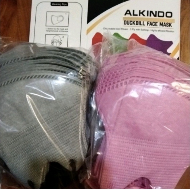 masker duckbill alkindo premium Garis warna grey / pink / ungu 50