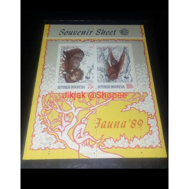 souvenir sheet perangko fauna orang utan wwf thn 89 original