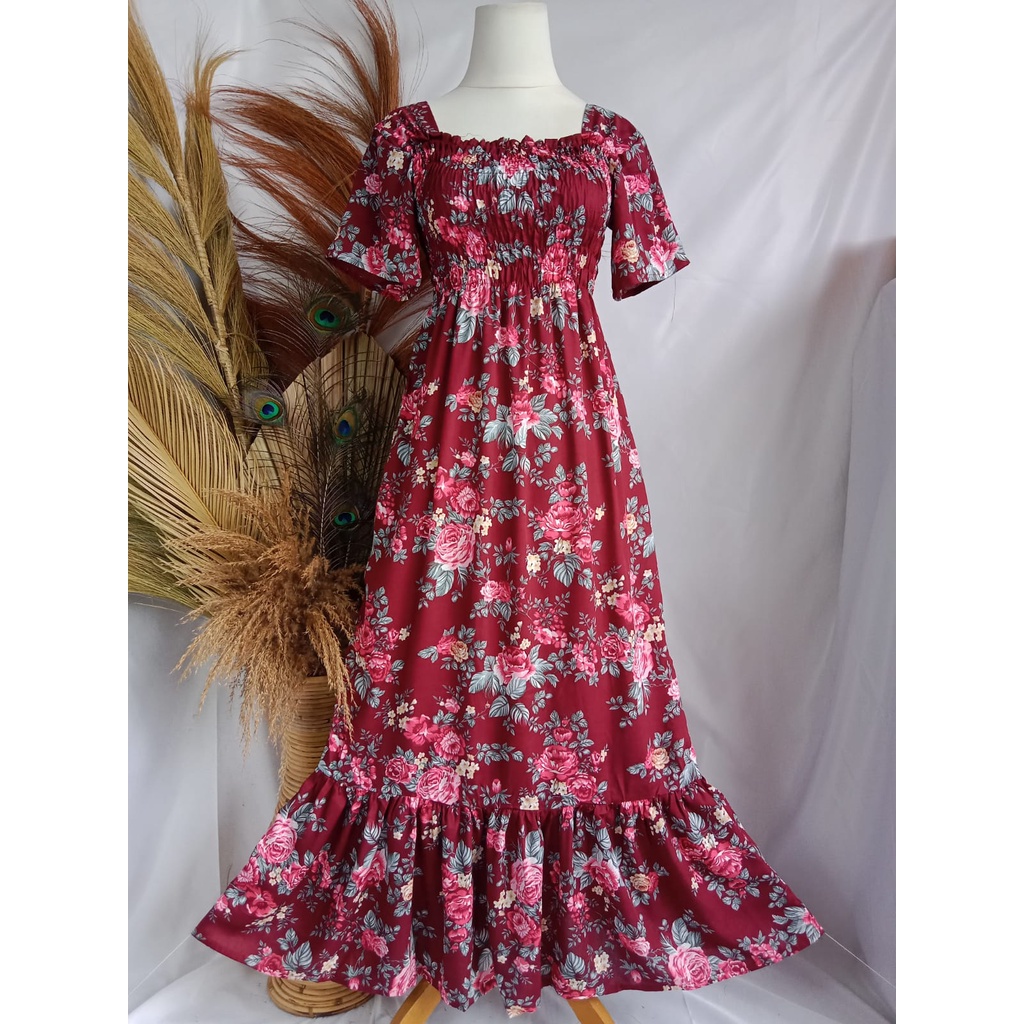 VANESSA REMPEL/ DASTER KERUT DADA REMPEL / DASTER SMOK-TWIG ROSE MAROON