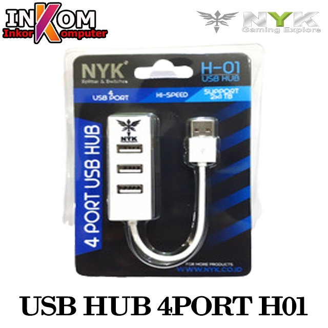 USB HUB 4 Port NYK H-01 HI-SPEED Support 2tb WHITE