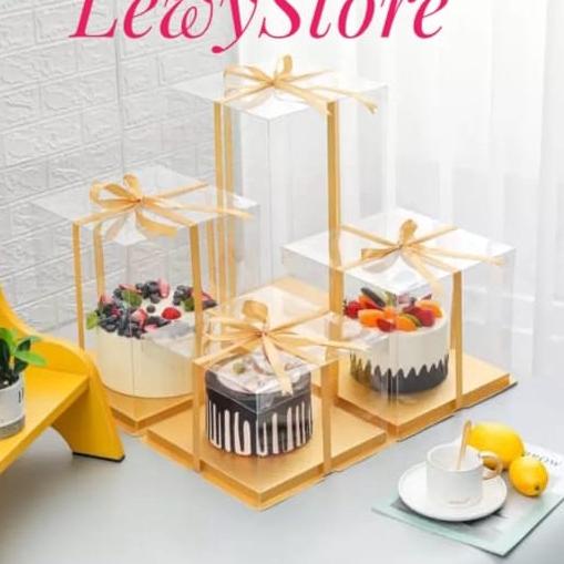 

[DISCOUNT RPV79] Cake Box Mika Dus Kue Kotak Kue 22x22 cm Tutup Transparant PET Diskon Promo