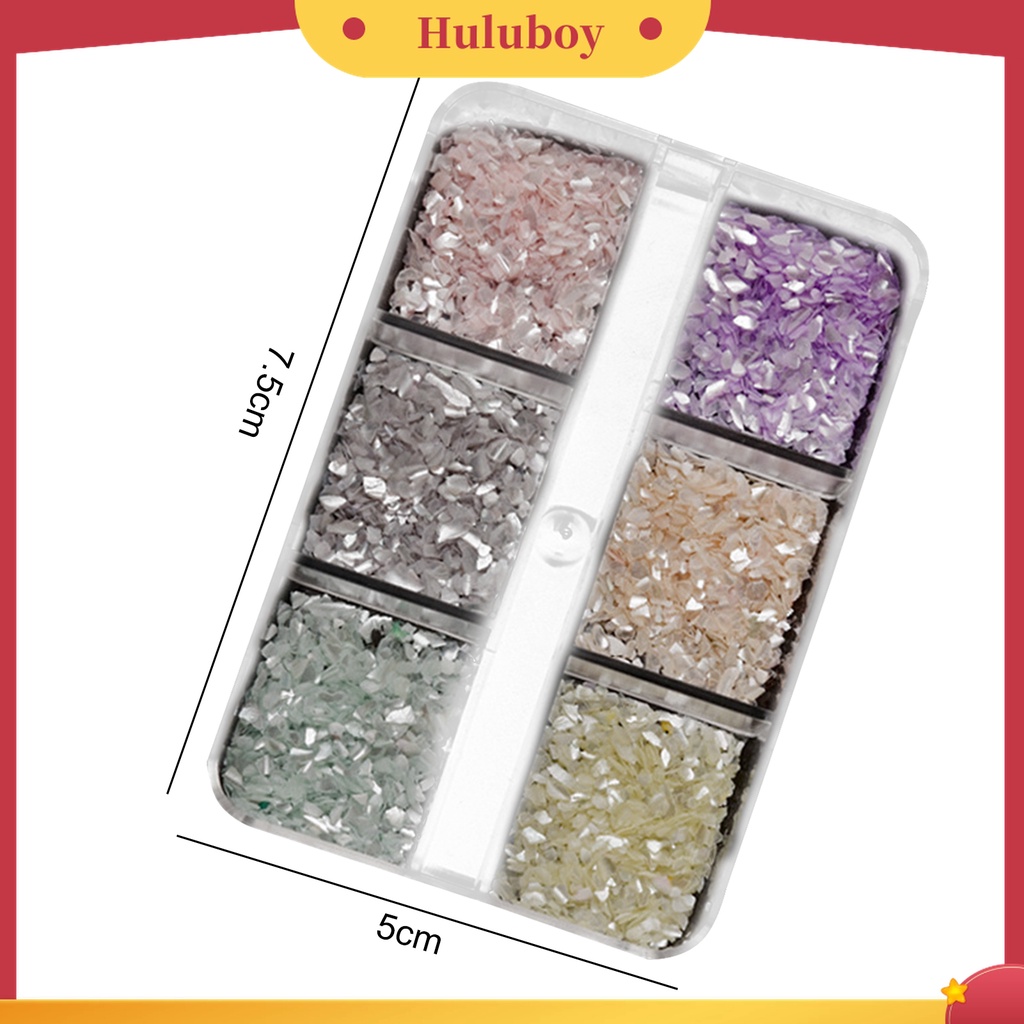 Huluboy Huluboy♡ 1 Kotak Payet Abalone 3D Warna-Warni Untuk Dekorasi Nail Art