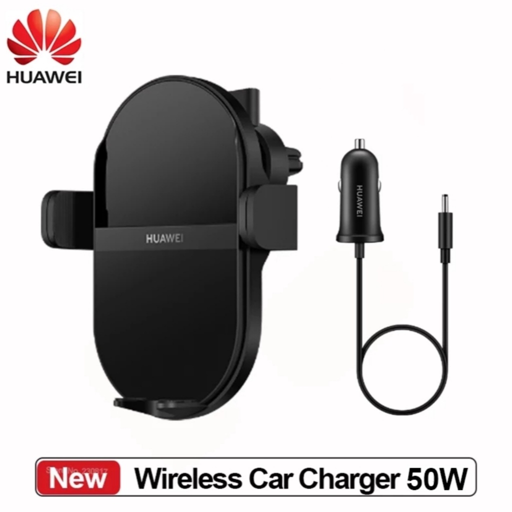 HUAWEI Wireless Charger Mobil 50W MAX Cerdas Kedua sisi sensor Pemasan