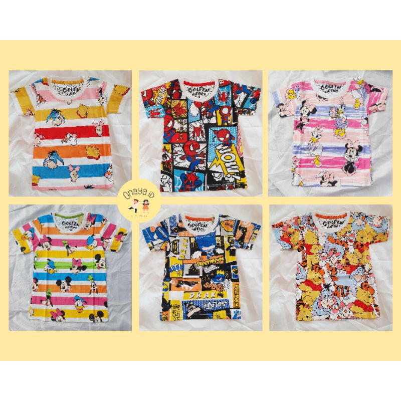 ⚠️ REJECT SALE Kaos Anak/Kaos Anak Full Print/Kaos Katun Anak Combed Motif