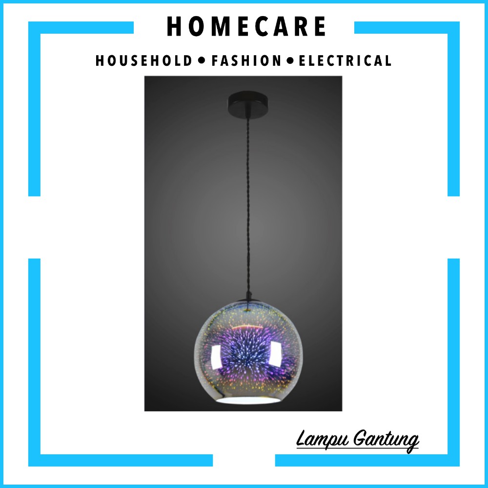 3D200 Lampu Gantung Kaca 3D LED + Bola LED 4W Modern minimalis Design seni U9 U10 Q7 Q9
