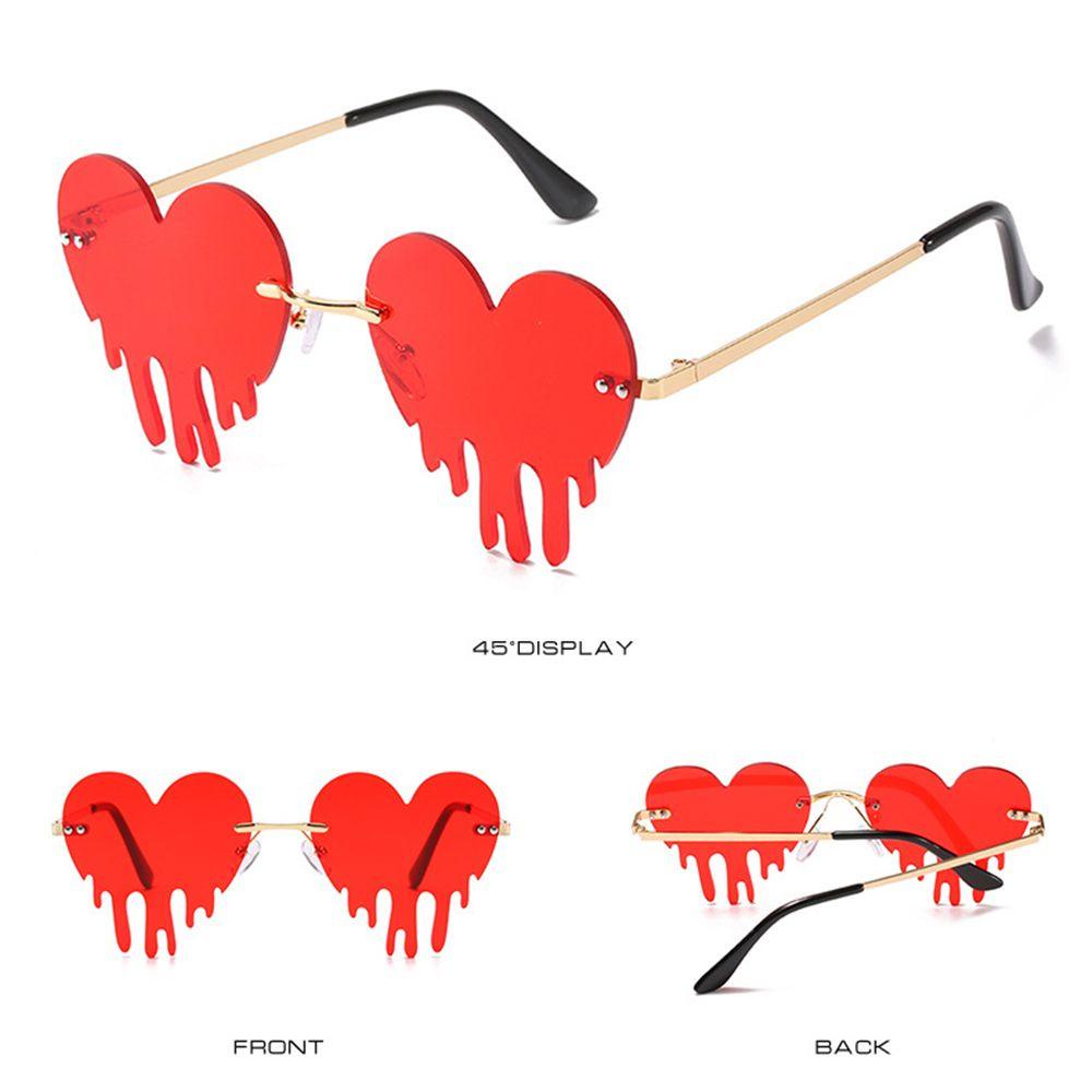 Lily Heart Rimless Sunglasses Halloween Pesta Liburan Lucu Eyewear UV400