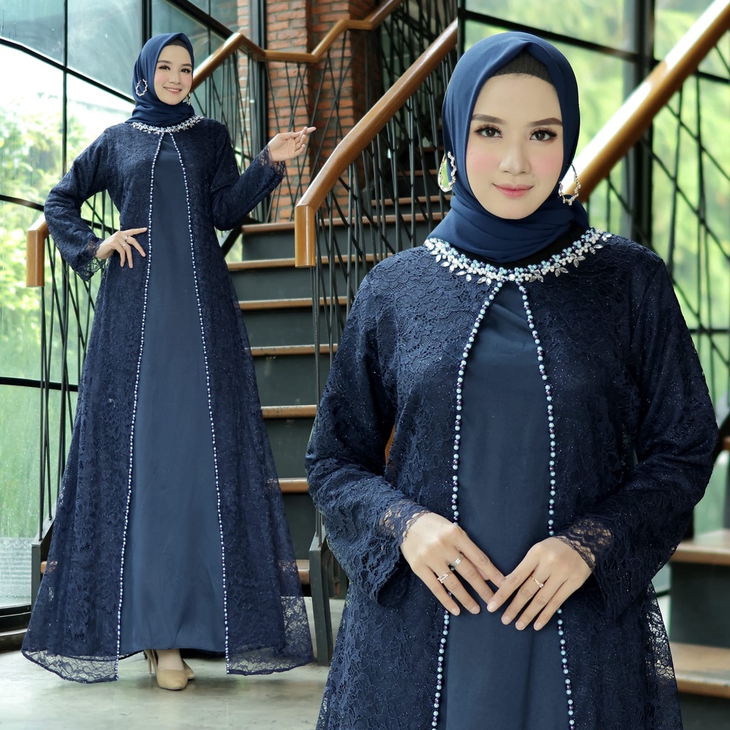 HOPYLOVY - Maxi Dress Terbaru Wanita Gamis Muslim / Maxi Brukat Hera