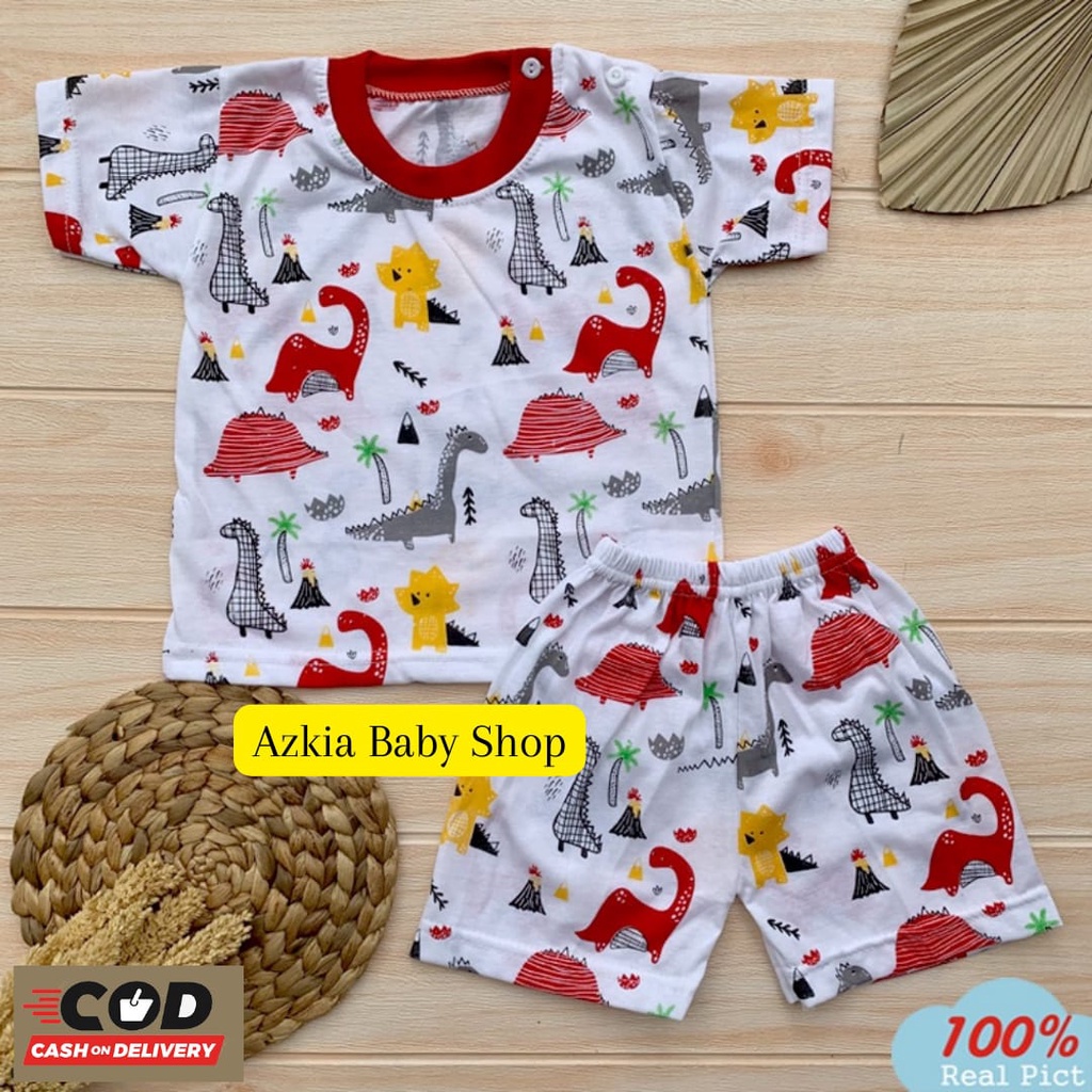 Setelan Piyama Baju Tidur Bayi Motif Dino Baju Anak Baju Tidur Usia 3-12 Bulan