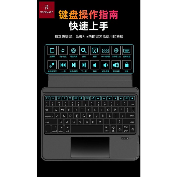 AKN88 - ROCKWARE RW-T5207D - Smart Keyboard Case iPad Pro 11 - Air 4