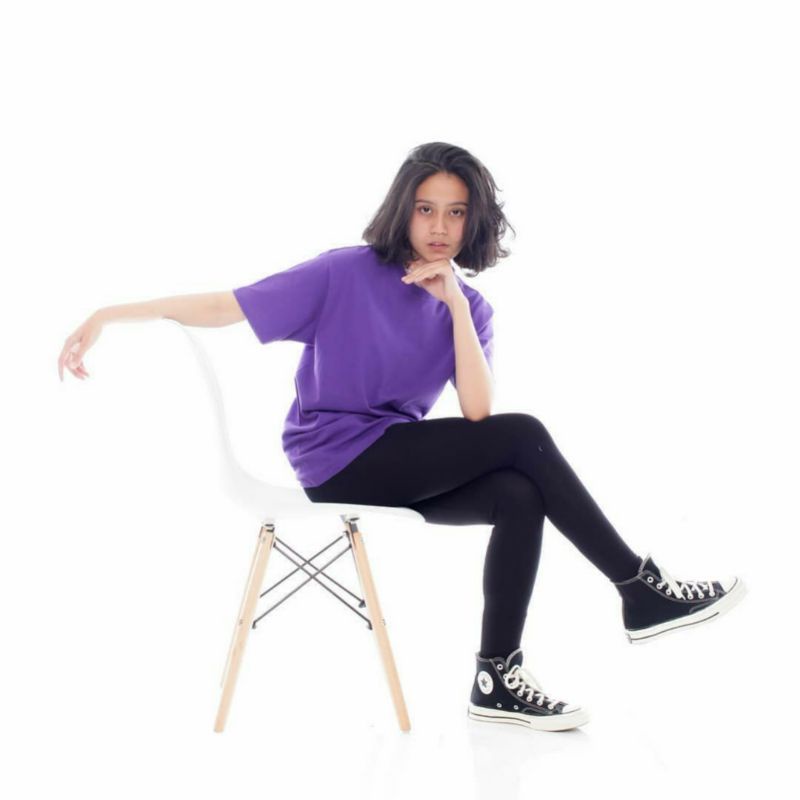 T-shirt Basic Oversized Purple Combed 24s Built Up - Kaos Polos Oversize Ungu
