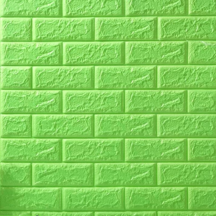 Wallpaper 3D Brick Dekorasi Dinding Wall Foam Brick 3D Batu Bata Waterproof Setengah uk 38Cm X 70Cm BD19-HIJAU-GLOSSY