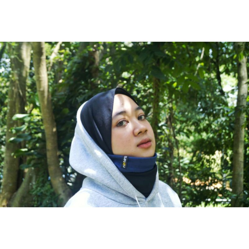 [KUPLUKU] Bandana-Masker-Neck Warmer-Buff-Kupluk-Masker Kain-Face Shield Two tone Hitam Navy