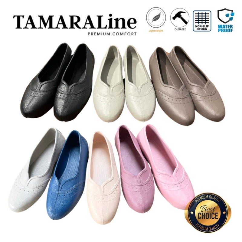 Sepatu Karet Wanita Suster Dewasa / Remaja - TAMARALINE 115 / Bahan Premium Lentur Empuk Ringan Kuat Anti Slip Anti Air / Model Casual Capung Balet Santai Rumah Kerja Outdoor Kamar Mandi  Murah Original