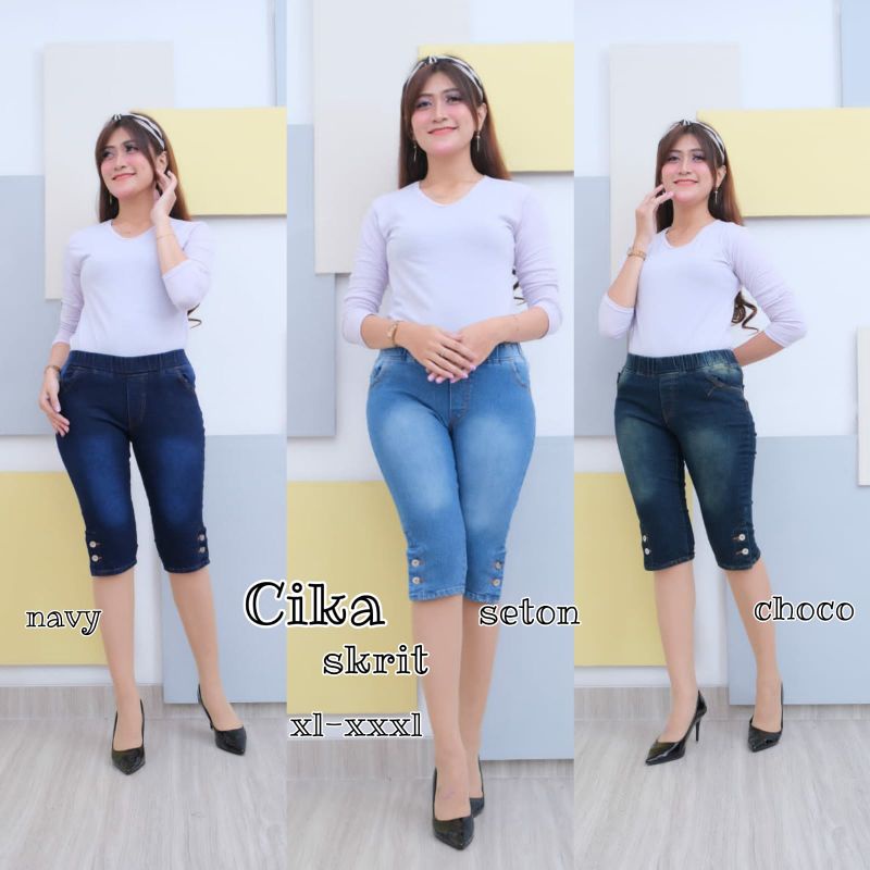 CIKA JEGGING CELANA JEANS 7/8 WANITA BELAH KANCING 2