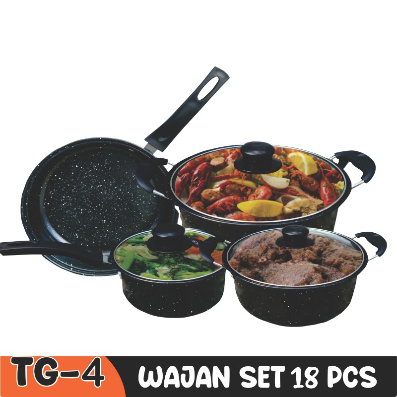 Panci Wajan 18 Set Wajan free Spatula dan Pisau Teflon Set WHFURNITURE