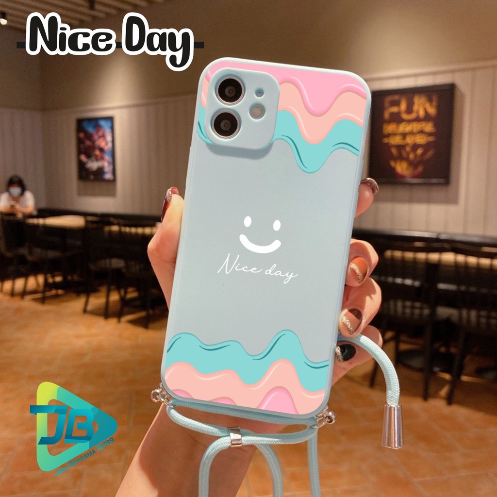 SOFTCASE SILIKON SLINGCASE TALI LANYARD STRAP PHONE MACARON PELINDUNG KAMERA NICE DAY OPPO VIVO SAMSUNG XIAOMI REALME IPHONE ALL TYPE JB5383