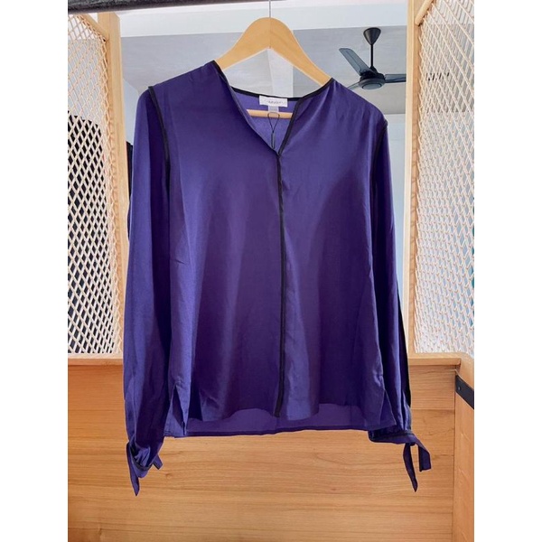 C*lvin Klein purple longsleeved blouse