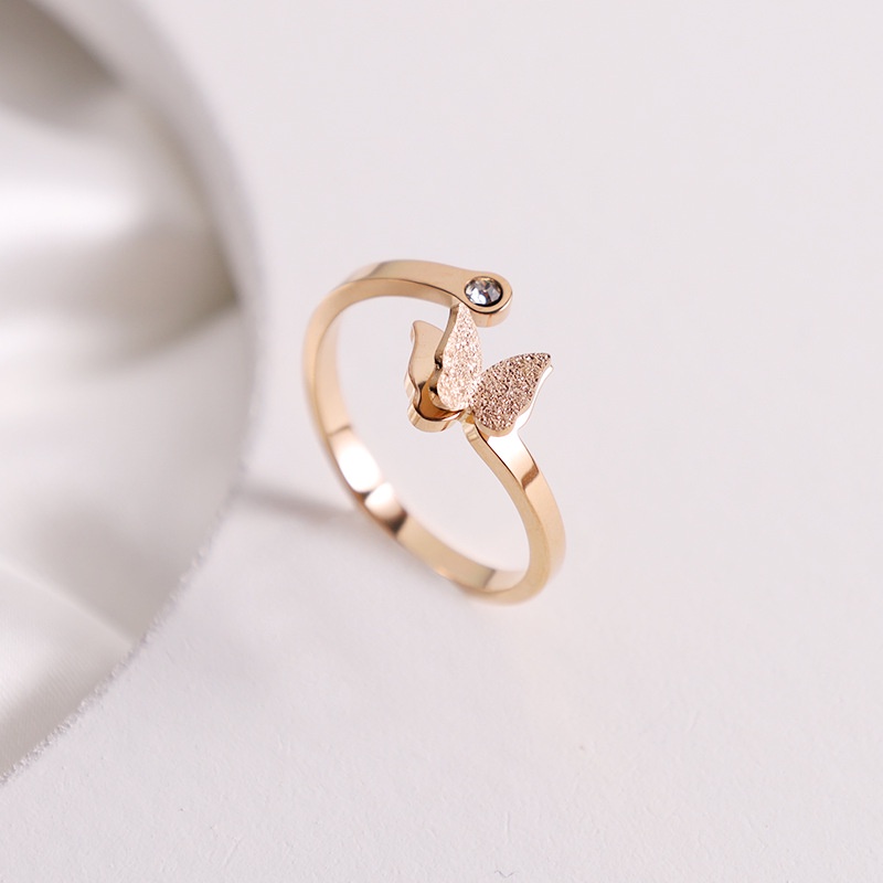 Cincin Titanium Asli Emas 2 Gram / Cincin Titanium Berlapis Emas Asli / Cincin Titanium Kupu-kupu Mo