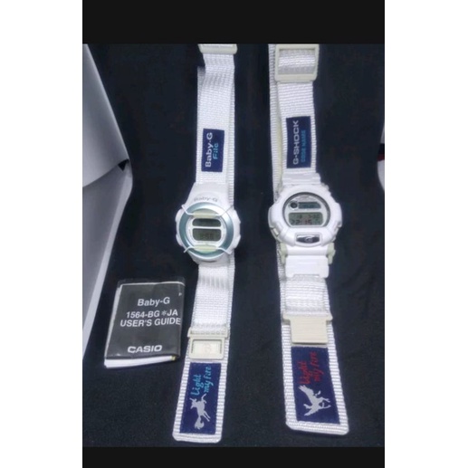 preloved .casio couple  gshock dan babyG rare item original putih