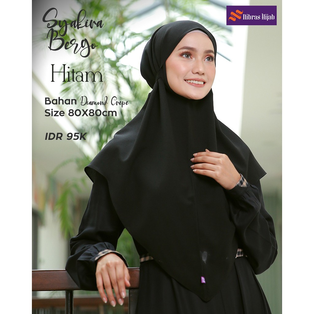 NIBRAS HIJAB SYAKIRA BERGO BAHAN DIAMOND CREPE HIJAB INSTANT BERGO POLOS MUSLIMAH