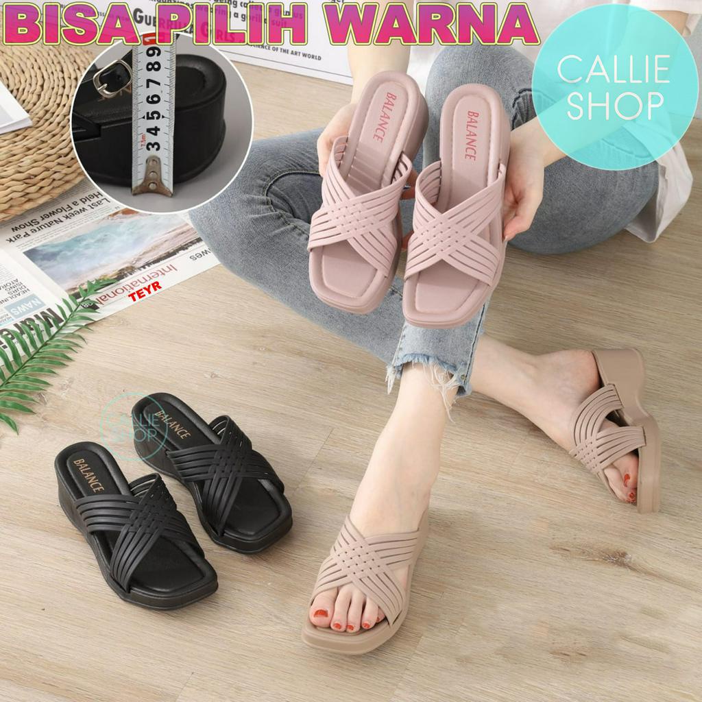 Sandal Wedges 5 cm Tali Silang 4 Elegan Jelly 2212-36 WGXTL4