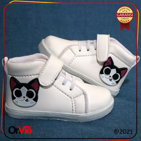 Sepatu Boots Anak Perempuan Motif Meow Kucing Lucu | Sepatu Kids Onvie