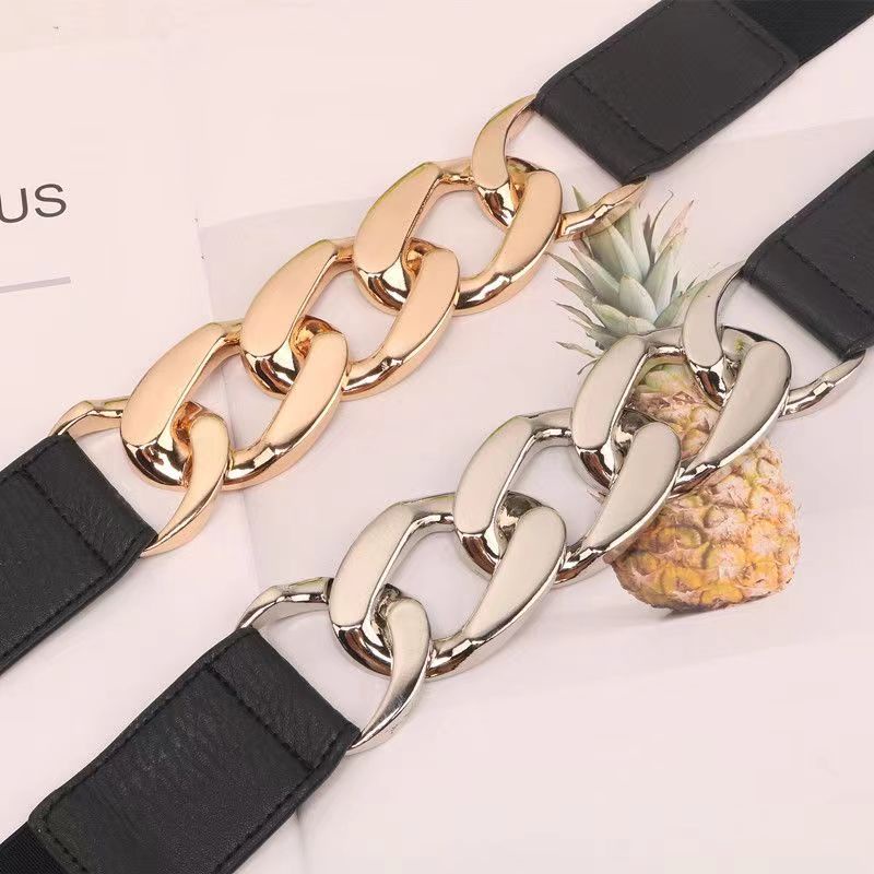 BGS-127 Ikat Pinggang Karet Melar Stretch Belt Women Fashion Style Sabuk Wanita Rantai Gaya