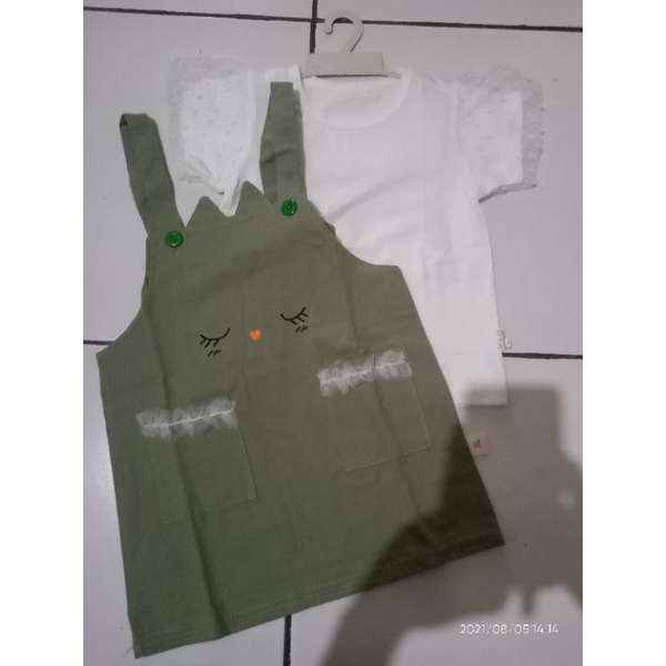 overall dress anak perempuan cewek baju tangan balon anak