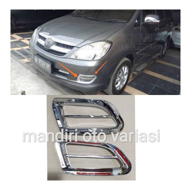 Cover garnish ring fog lamp toyota innova lama 2004-2007 foglamp cover chrome variasi hiasan mobil