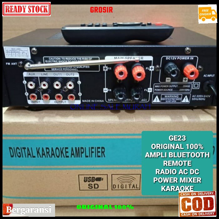 G23 Power ampli bluetooth amplifier bluetoot digital karaoke GE23 ORIGINAL mixer audio remot remote profesional pro ac dc remot remote digital player echo mixing bluetoot bluetot blutut USB MP3 sound system profesional pro aux dj vocal vokal channel chane