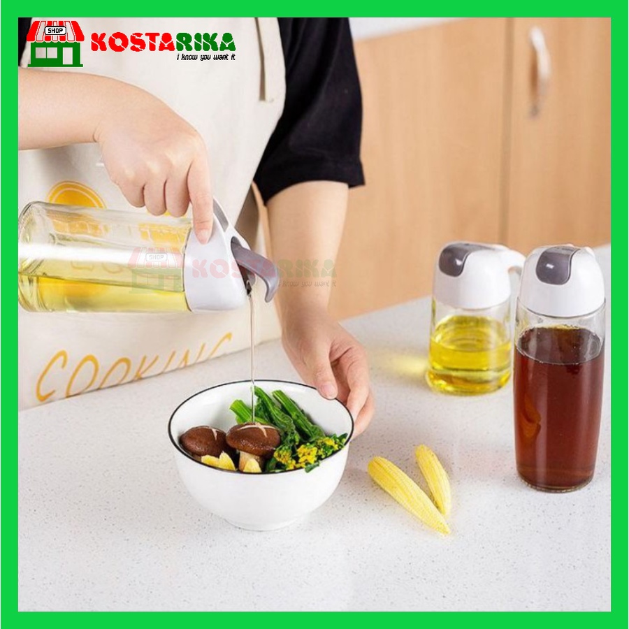 KOSTARIKA Botol Minyak 630ML Kaca / Tempat Minyak 630 ML Anti Tumpah / Botol Kaca Minyak Dapur