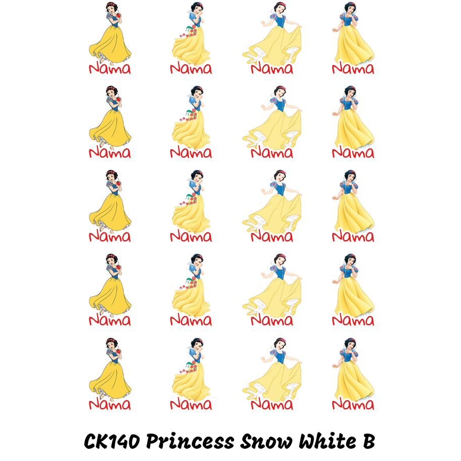 

Sticker Nama Cutting Label Waterproof Tahan Air Snow White B (CK140)