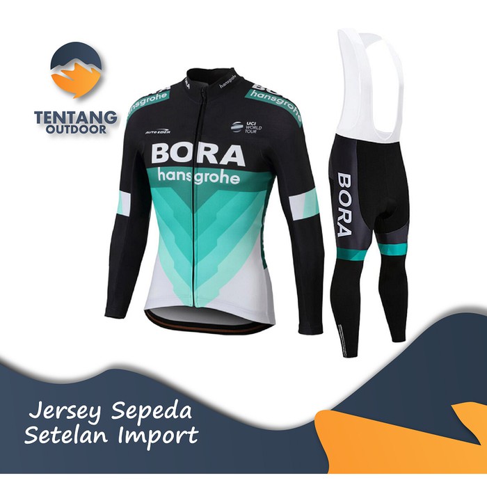 Te Jersey Sepeda Import BORA BIB Roadbike Setelan Panjang Celana Padding