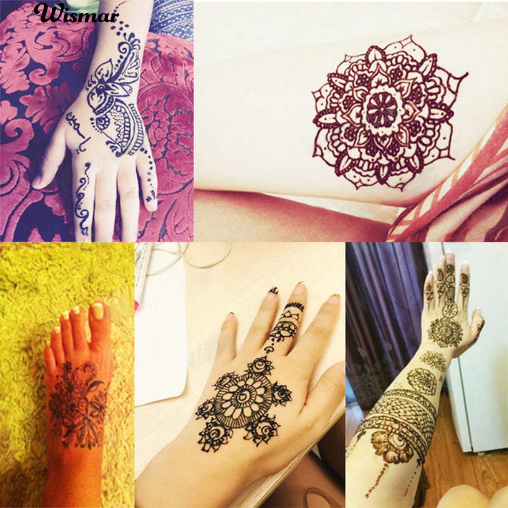 India Henna Temporary Tattoo Stencil Kit Man Wanita Tangan Tubuh