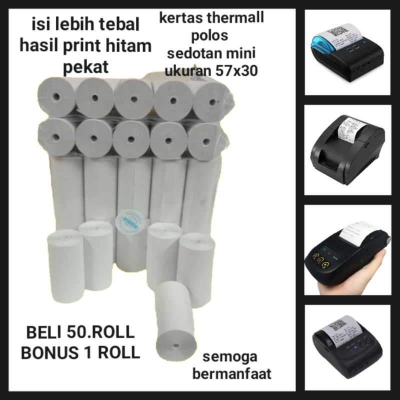 

Kertas struk thermall polos ukuran 57x30 untuk print bluetooth