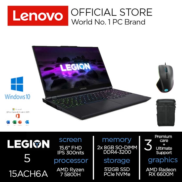 Lenovo Legion 5 15ACH6A Ryzen 7 5800H 16GB 512GB 15.6" RX6600M 8GB W10 OHS 16ID
