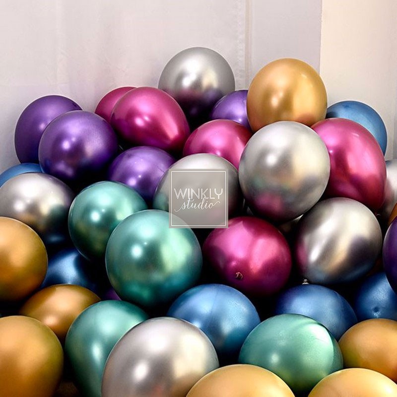 Balon Chrome Latex Metalik 12 inch TEBAL / Balloon Chrome 2in1 Latex Metallic