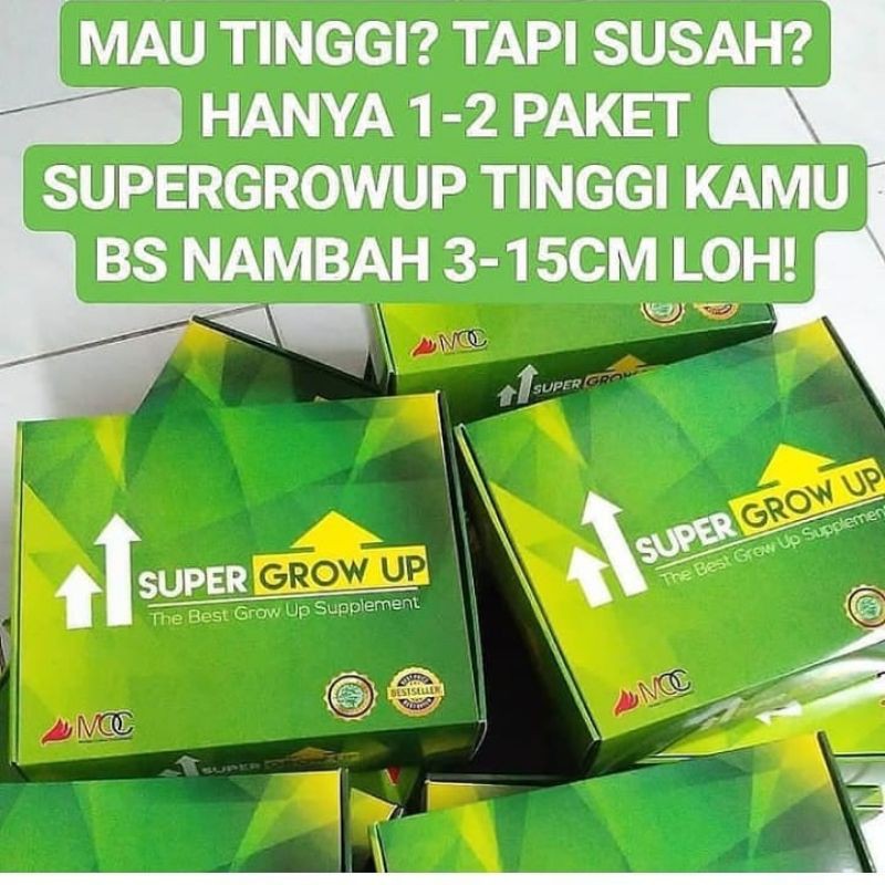 

Super growup - peninggi badan ( 1 box isi 10 pcs ) free : susu kalsium 1 sachet