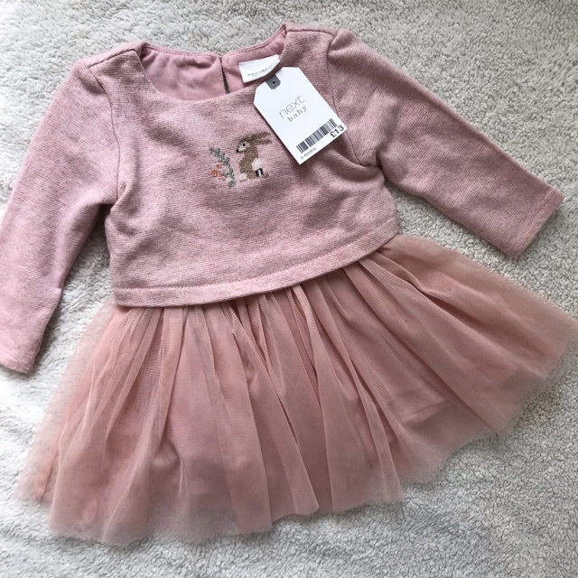 Preloved Next pink dress size bayi 3-6 bulan