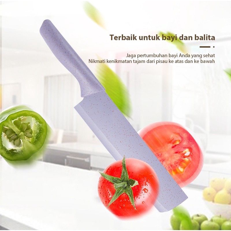 PISAU SET STAINLESS DILAPIS ANTI LENGKET / PERALATAN MASAK PISAU SLOT / KITCHEN KNIFE SET 6 IN 1 ER0278 / PISAU DAPUR