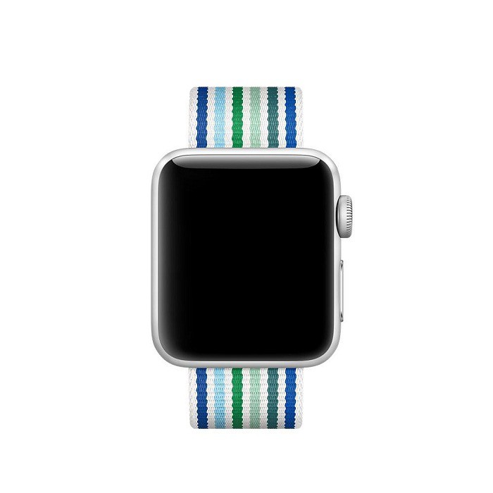 Tali Jam Apple Watch Blue Strip Nylon Woven Strap Band Series 1 2 3 4 5 42mm 44mm