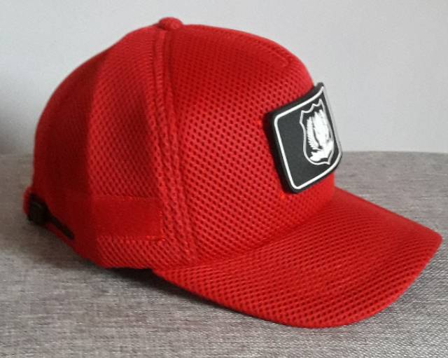 TOPI SECURITY - TOPI SECURITY JARING DOUBLE MESH VELCRO - TOPI SECURITY VELCRO MERAH LOGO PUTIH