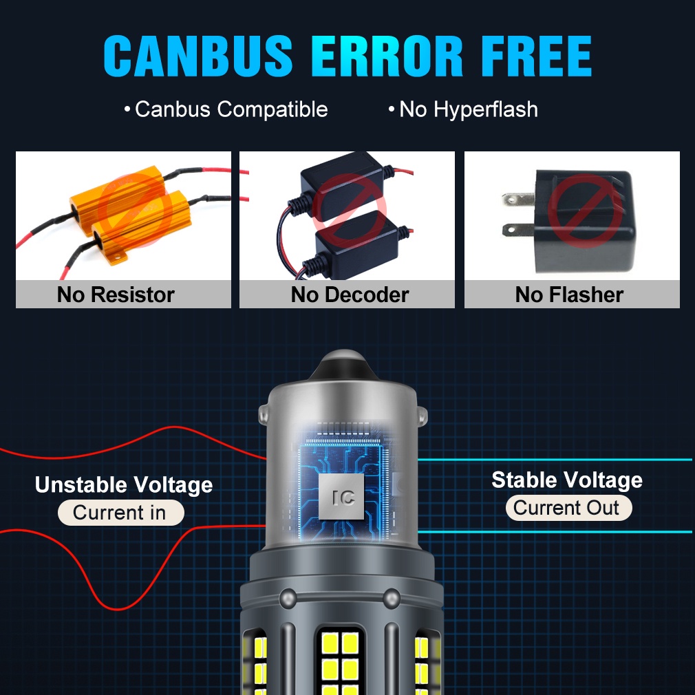 100pcs Lampu Bohlam Led Canbus 50W PY21W P21W 1156 BA15S BAU15S T20 7440 W21W T25 3156 12V Untuk Rem / Sein Mobil