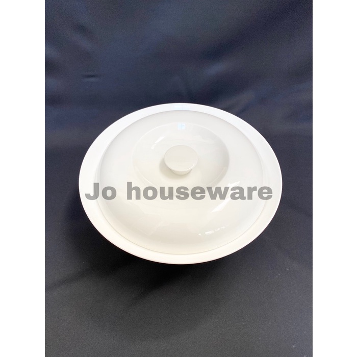 Mangkok keramik sapo besar diameter 24 cm tutup putih polos saji 81-1