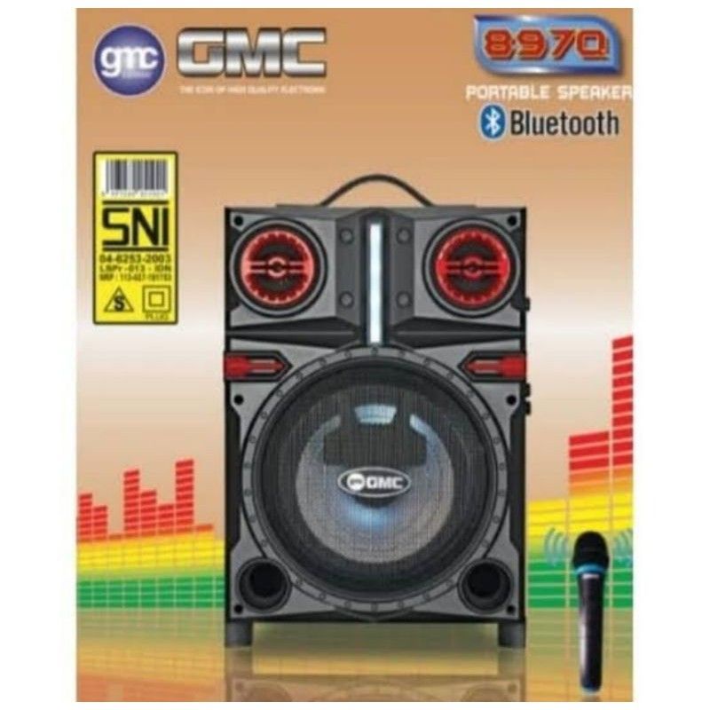 Bisa COD GMC - Speaker GMC 897Q Bluetooth Portable 6.5 inch Pairing free Mic Wireless